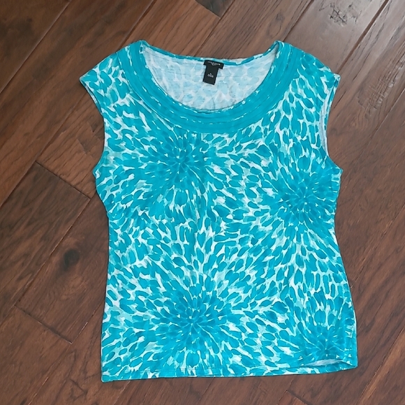 Ann Taylor Blue Abstract Sleeveless Top size XL - Picture 1 of 7